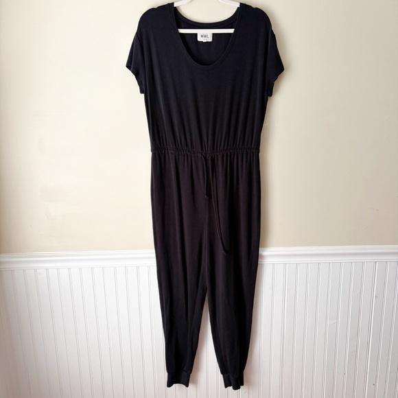 MWL Madewell | Breeze Drawstring Jumpsuit Loungewear Soft Cozy Black Medium - Picture 3 of 8